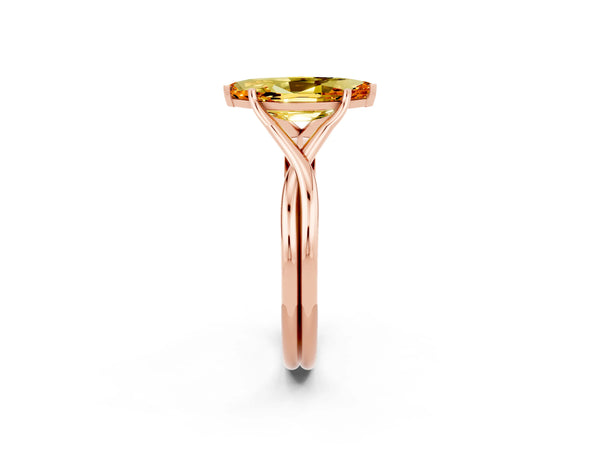 Rose gold Marquise Cut Citrine Solitaire Twist Band Prong Setting Ring