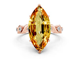 Rose gold Marquise Cut Citrine Solitaire Twisted Band with Round  Accents and Prong Setting_12