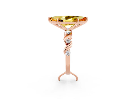 Rose gold Marquise Cut Citrine Solitaire Twisted Band with Round  Accents and Prong Setting_14