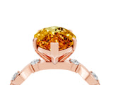 Rose gold Marquise Cut Citrine Solitaire Twisted Band with Round  Accents and Prong Setting_16