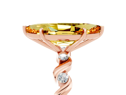 Rose gold Marquise Cut Citrine Solitaire Twisted Band with Round  Accents and Prong Setting_17