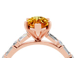 Rose gold Marquise Cut Citrine Solitaire with Side Baguettes and Channel Set Band_4