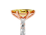 Rose gold Marquise Cut Citrine Solitaire with Side Baguettes and Channel Set Band_5