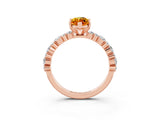 Rose gold Marquise Cut Citrine Solitaire with Side Stones, Pave Band, Four-Prong Setting_27
