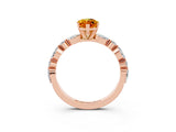 Rose gold Marquise Cut Citrine Solitaire with Side Stones on a Pavé Band and Four-Prong Setting_3