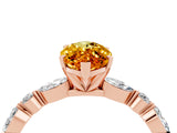 Rose gold Marquise Cut Citrine Solitaire with Side Stones on a Pavé Band and Four-Prong Setting_4