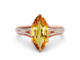 Rose gold Marquise Cut Citrine Split Shank Engagement Ring with Pavé Band