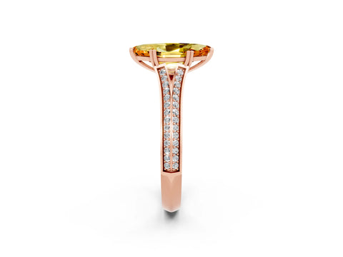 Rose gold Marquise Cut Citrine Split Shank Engagement Ring with Pavé Band_2