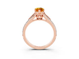 Rose gold Marquise Cut Citrine Split Shank Engagement Ring with Pavé Band_3