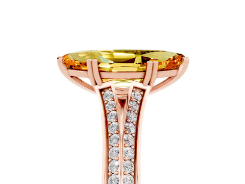 Rose gold Marquise Cut Citrine Split Shank Engagement Ring with Pavé Band_5