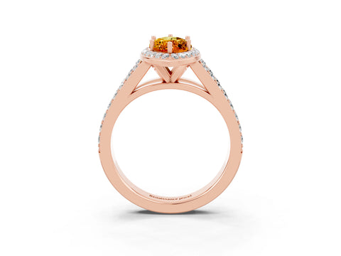Rose gold Marquise Cut Citrine Split Shank Halo Ring with Four-Prong Setting_15