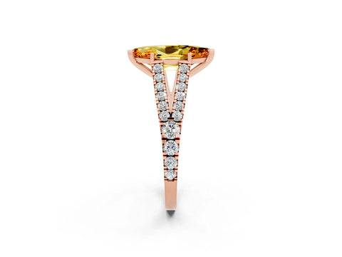 Rose gold Marquise Cut Citrine Split Shank Pavé Engagement Ring with Four-Prong Setting_14