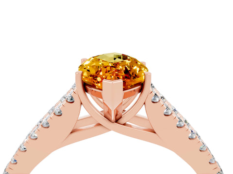 Rose gold Marquise Cut Citrine Split Shank Pavé Engagement Ring with Four-Prong Setting_16