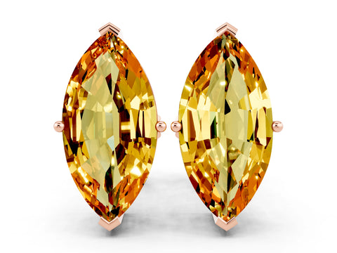 Rose gold Marquise Cut Citrine Stud Earrings_35