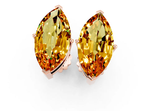 Rose gold Marquise Cut Citrine Stud Earrings_36