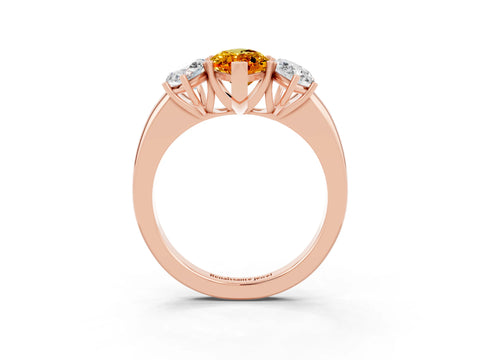 Rose gold Marquise Cut Citrine Three-Stone Ring with Four-Prong Setting and Classic Band_3