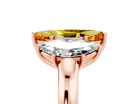 Rose gold Marquise Cut Citrine Three-Stone Ring with Four-Prong Setting and Classic Band_5