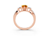 Rose gold Marquise Cut Citrine Three-Stone Ring with Pavé Split Shank and Four-Prong Setting_15