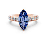 Rose gold Marquise Cut Cut Channel Set Diamond Engagement Ring with Four-Prong Setting