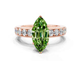 Rose gold Marquise Cut Cut Channel Set Diamond Engagement Ring with Four-Prong Setting