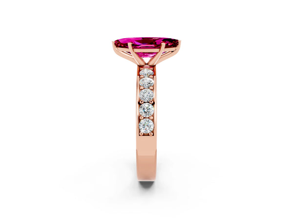 Rose gold Marquise Cut Garnet Engagement Ring with Channel Set Round  Band and Prong Setting