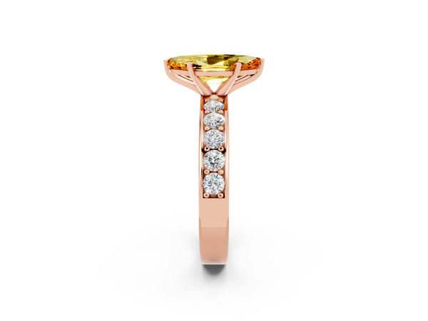 Rose gold Marquise Cut Citrine Engagement Ring with Channel Set Round  Band and Prong Setting