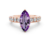 Rose gold Marquise Cut Cut Channel Set Diamond Engagement Ring with Four-Prong Setting