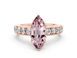 Rose gold Marquise Cut Cut Channel Set Diamond Engagement Ring with Four-Prong Setting