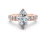 Rose gold Marquise Cut Cut Channel Set Diamond Engagement Ring with Four-Prong Setting