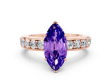 Rose gold Marquise Cut Cut Channel Set Diamond Engagement Ring with Four-Prong Setting