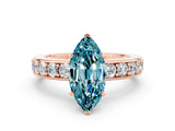 Rose gold Marquise Cut Cut Channel Set Diamond Engagement Ring with Four-Prong Setting