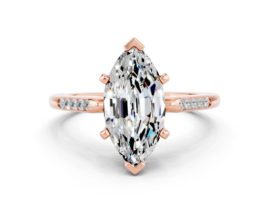 Rose gold Marquise Cut Cut Channel Set Solitaire Engagement Ring with Four-Prong Setting
