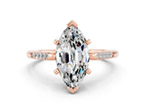 Rose gold Marquise Cut Cut Channel Set Solitaire Engagement Ring with Four-Prong Setting