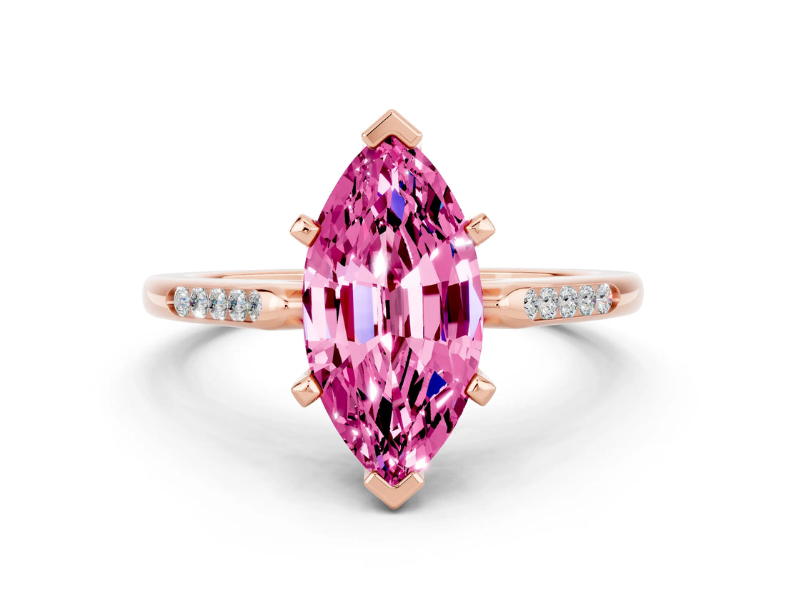 Rose gold Marquise Cut Cut Channel Set Solitaire Engagement Ring with Four-Prong Setting