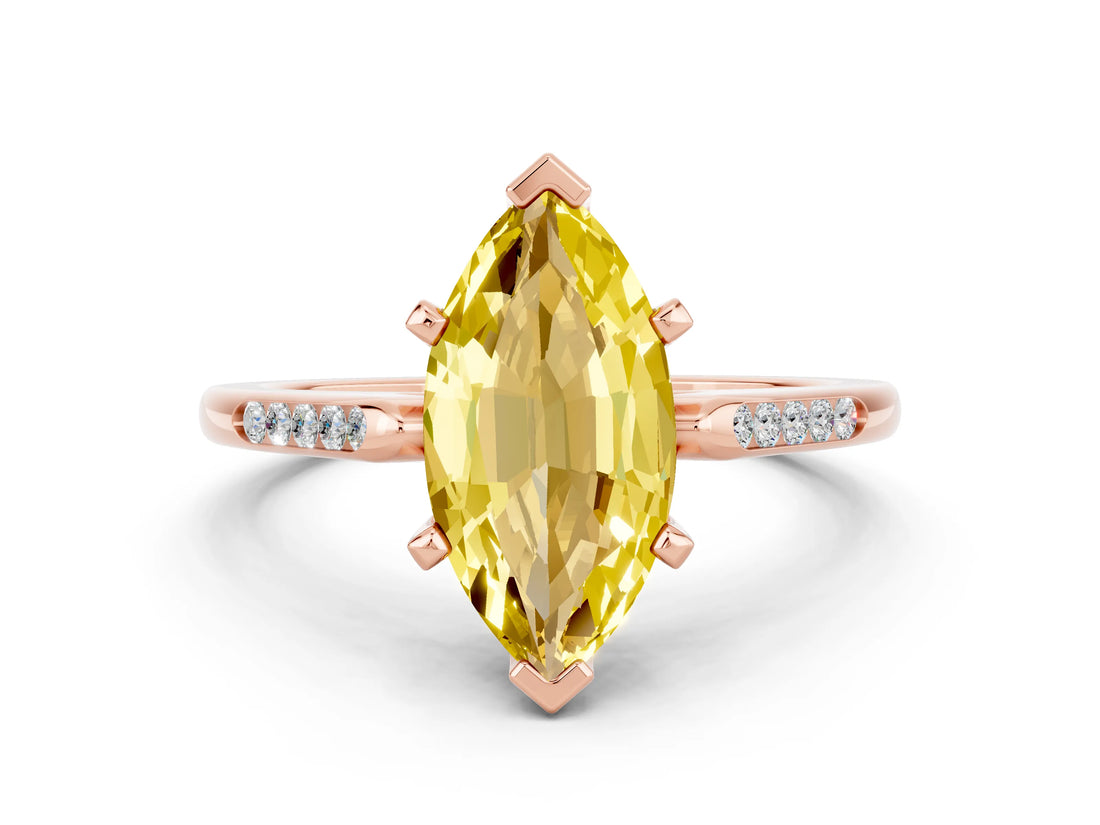 Rose gold Marquise Cut Cut Channel Set Solitaire Engagement Ring with Four-Prong Setting