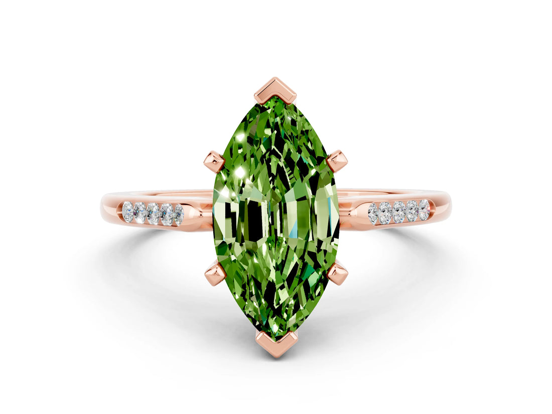 Rose gold Marquise Cut Cut Channel Set Solitaire Engagement Ring with Four-Prong Setting