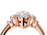 Rose gold Marquise Cut Cut Diamond Cluster Ring with Solitaire Band and Four-Prong Setting_19