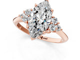 Rose gold Marquise Cut Cut Diamond Cluster Ring with Solitaire Band and Four-Prong Setting_4