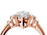 Rose gold Marquise Cut Cut Diamond Cluster Ring with Solitaire Band and Four-Prong Setting_7