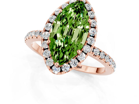 Rose gold Marquise Cut Cut Diamond Floral Halo Engagement Ring with Pavé Band and Prong Setting_1