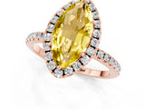 Rose gold Marquise Cut Cut Diamond Floral Halo Engagement Ring with Pavé Band and Prong Setting_1