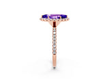 Rose gold Marquise Cut Cut Diamond Floral Halo Engagement Ring with Pavé Band and Prong Setting_2