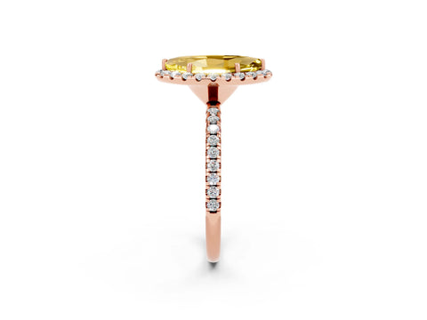Rose gold Marquise Cut Cut Diamond Floral Halo Engagement Ring with Pavé Band and Prong Setting_2