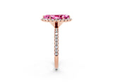 Rose gold Marquise Cut Cut Diamond Floral Halo Engagement Ring with Pavé Band and Prong Setting_2