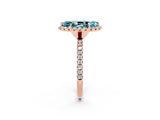 Rose gold Marquise Cut Cut Diamond Floral Halo Engagement Ring with Pavé Band and Prong Setting_2