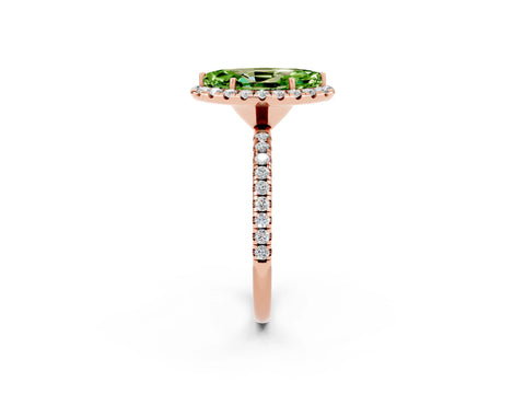 Rose gold Marquise Cut Cut Diamond Floral Halo Engagement Ring with Pavé Band and Prong Setting_2