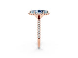 Rose gold Marquise Cut Cut Diamond Floral Halo Engagement Ring with Pavé Band and Prong Setting_2