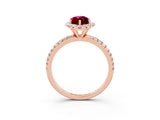 Rose gold Marquise Cut Cut Diamond Floral Halo Engagement Ring with Pavé Band and Prong Setting_3