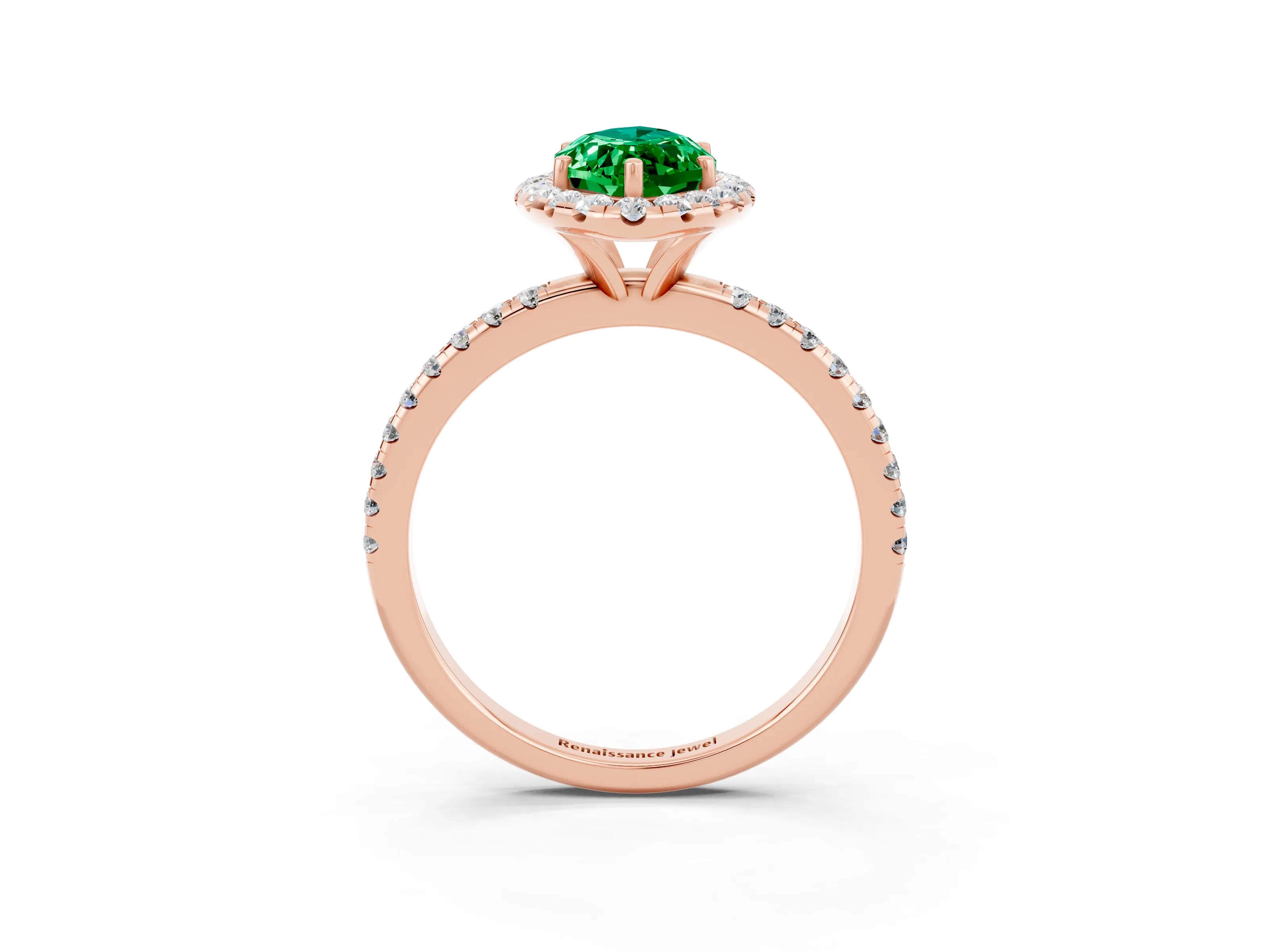 Rose gold Marquise Cut Cut Diamond Floral Halo Engagement Ring with Pavé Band and Prong Setting_3