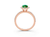 Rose gold Marquise Cut Cut Diamond Floral Halo Engagement Ring with Pavé Band and Prong Setting_3